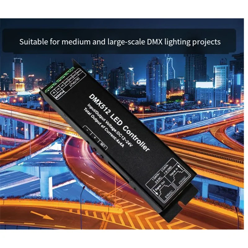 LED DMX512 4CH Digital Display Decoder Dimming Driver LED DMX512 Decoder for RGBW Strip Light DC12-24V 4A/CH-ELEC