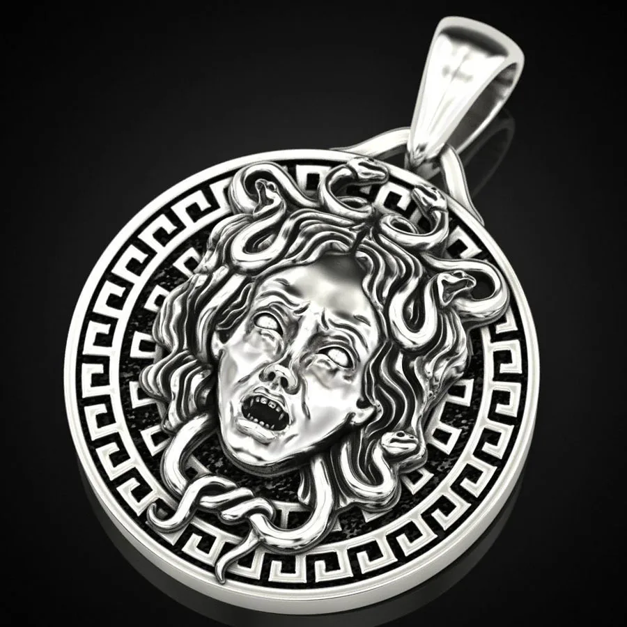 Imagem -03 - Medusa Gorgon Art Relief Pendant Prata Esterlina Sólida 925 3d Fabuloso 11g