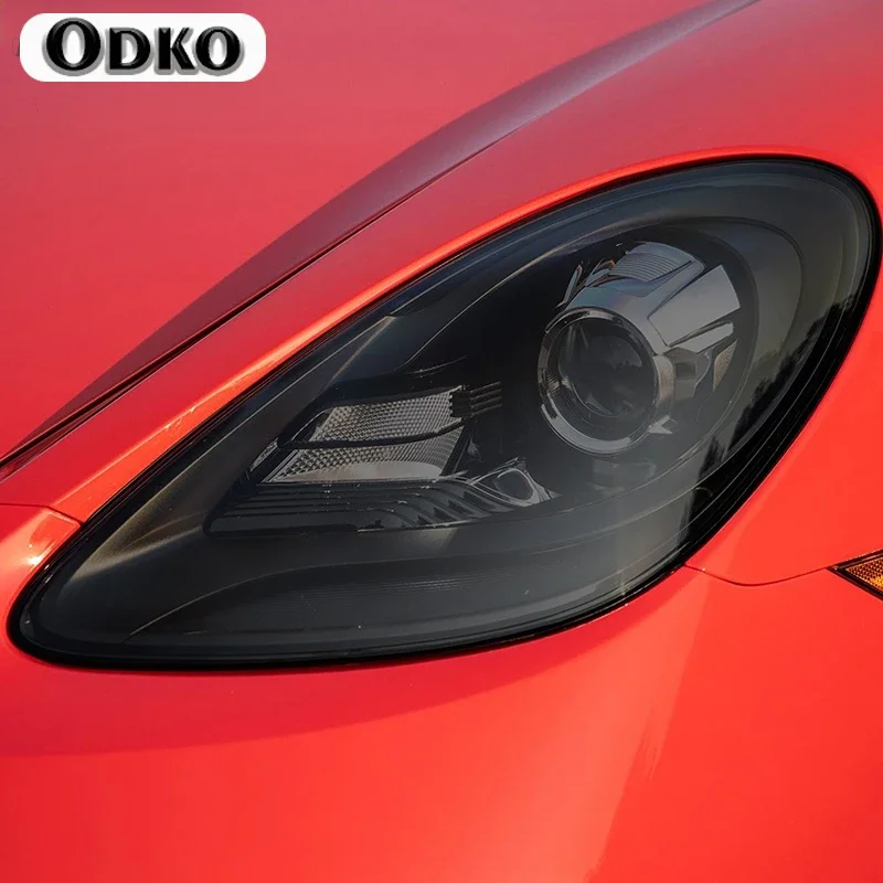 Car Headlight Protective Film Taillight Smoked Black Tint Wrap Vinyl Transparent TPU Sticker For Porsche 718 Boxster Cayman GTS