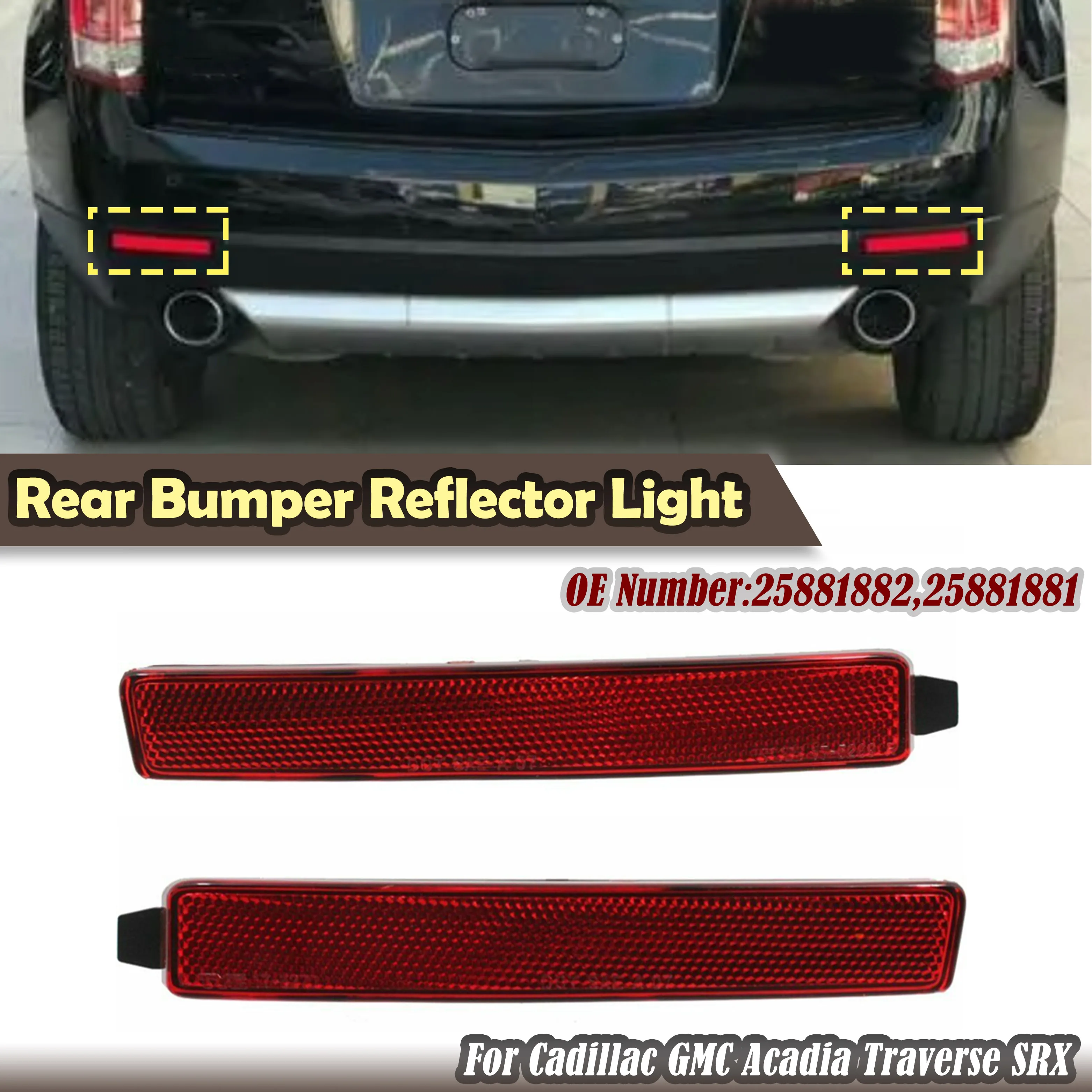 Car Rear Bumper Side Reflector Signal Light Lamp For Cadillac SRX GMC Acadia SL SLE Saturn Outlook 2007-2012