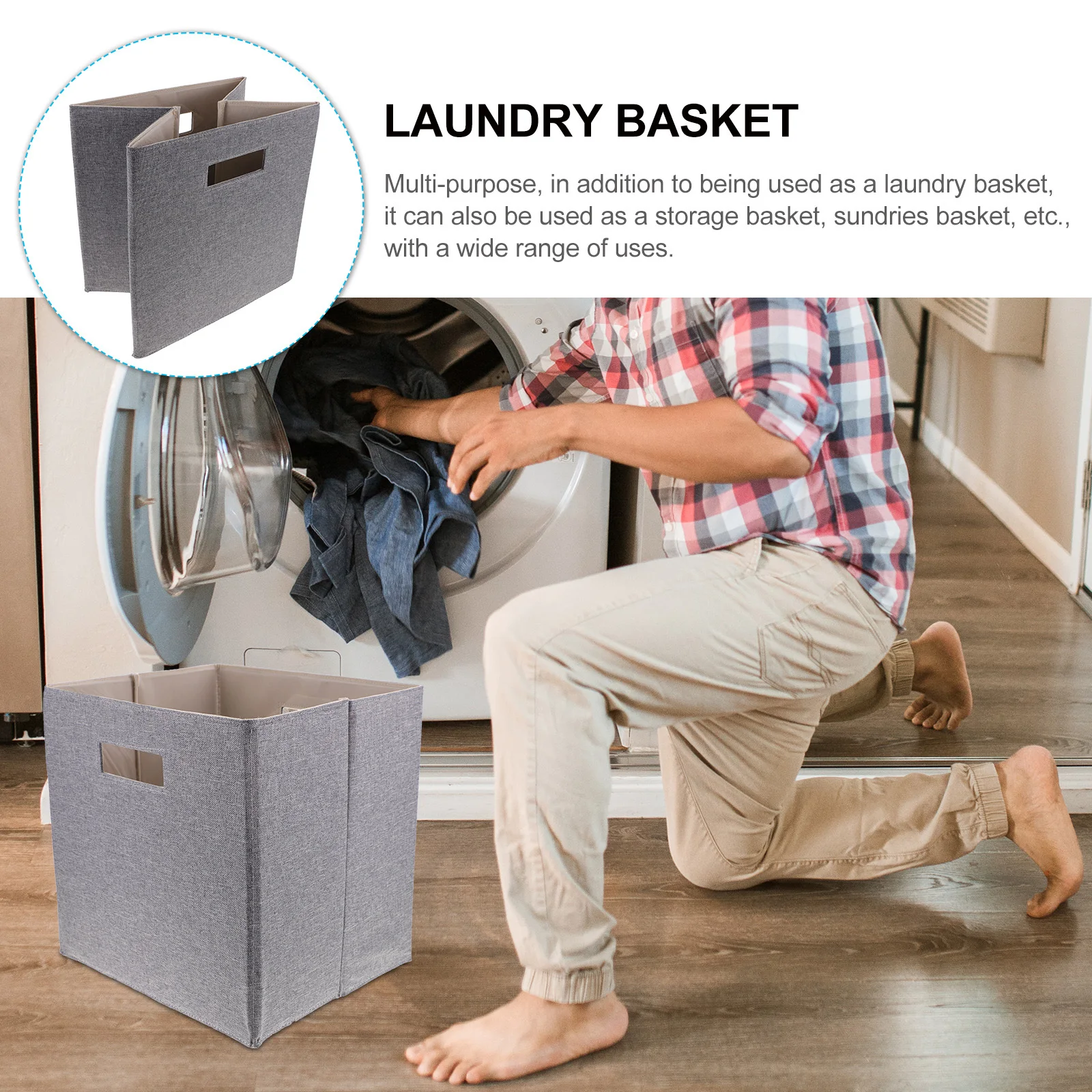 

Large Capacity Foldable Storage Basket Laundry Hamper For Clothes Books Non-Woven Fabric Organizer Dark Gray Portable Home