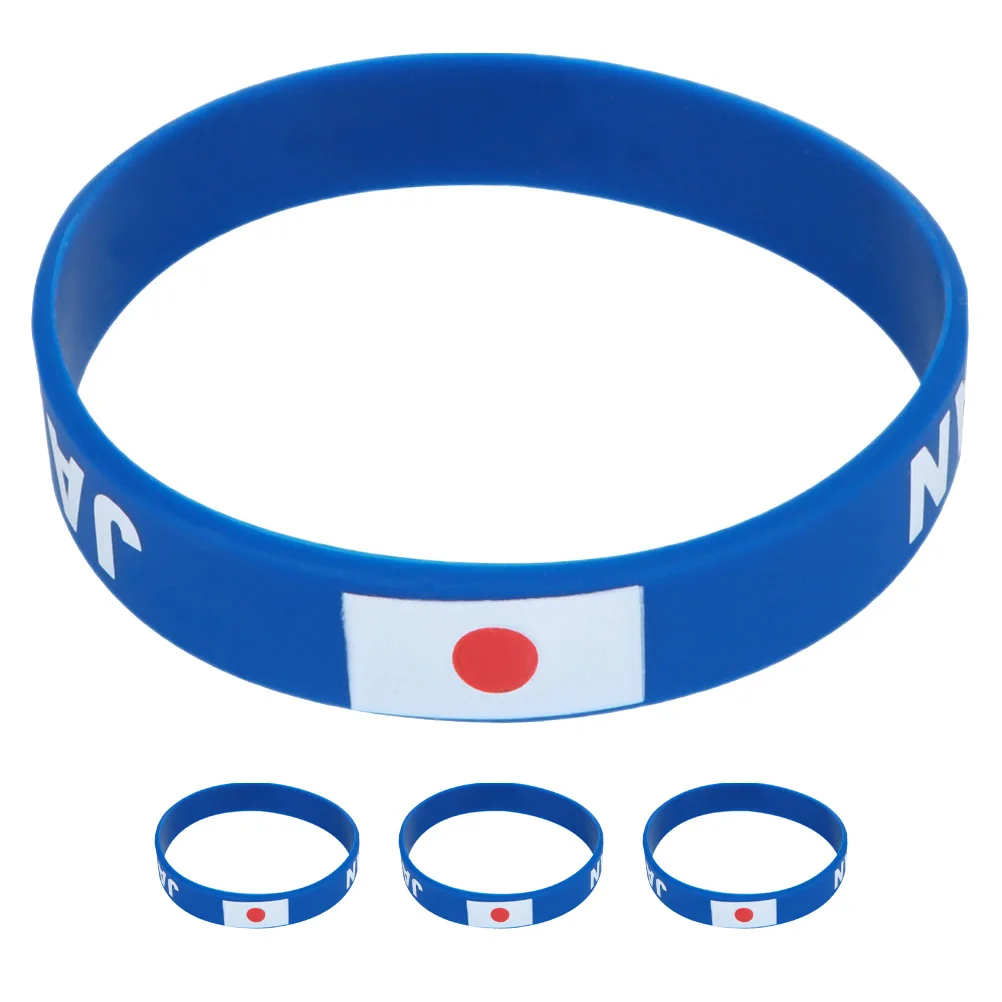 

4pcs Country Bracelets Blue Japan Rubber Soccer Football Adjustable Durable National Flag Support Team Spirit Event Party