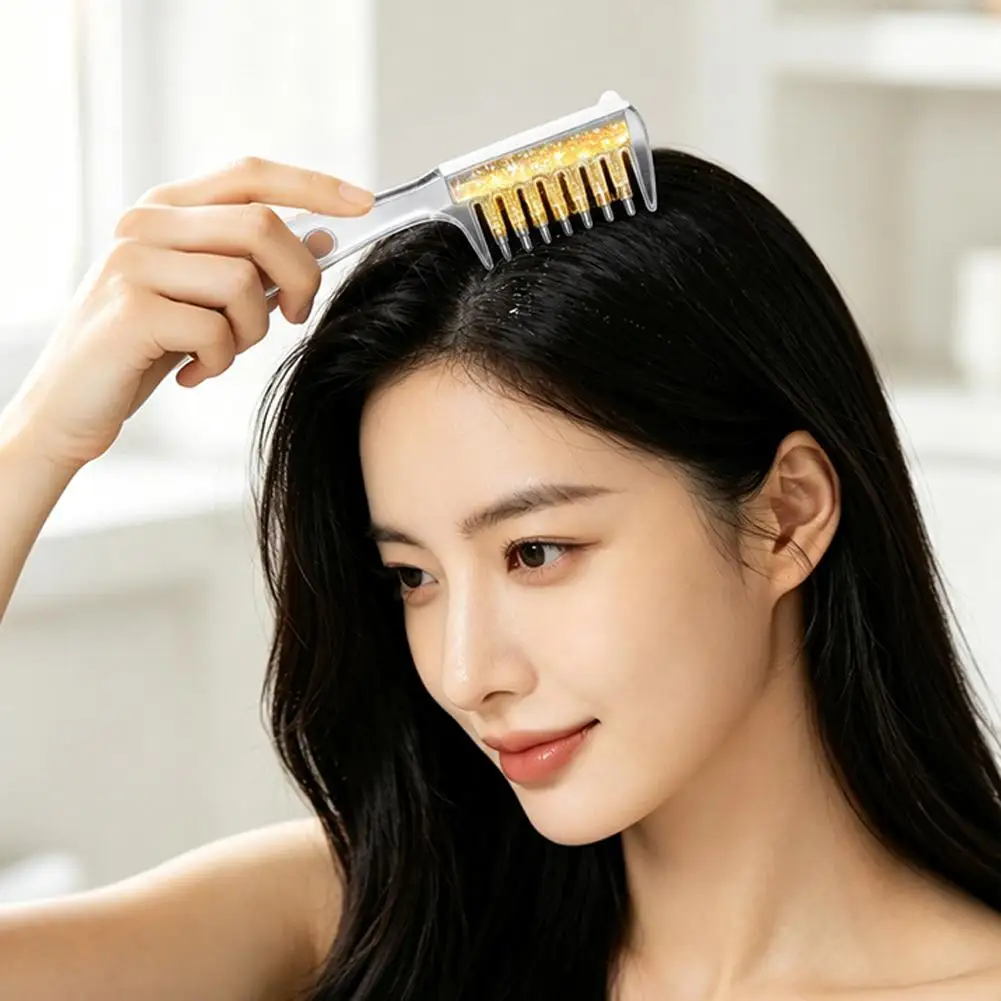 Transparent Essential Oil Infusion Hair Comb Reusable Scalp Liquid Applicator Brush Hair Growth Serum Oil Dispensing Massage ﻿