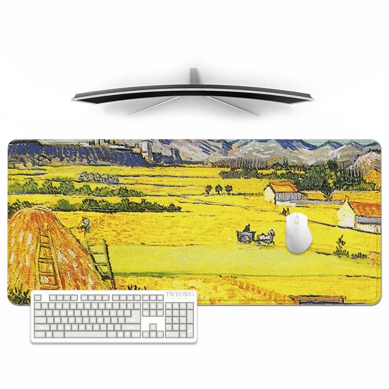 Gamer Yellow Van Gogh Oil Painting Mouse Pad Gamer xl Home Custom Large Mousepad xxl Mouse Mat Carpet Soft Office Gaming Laptop