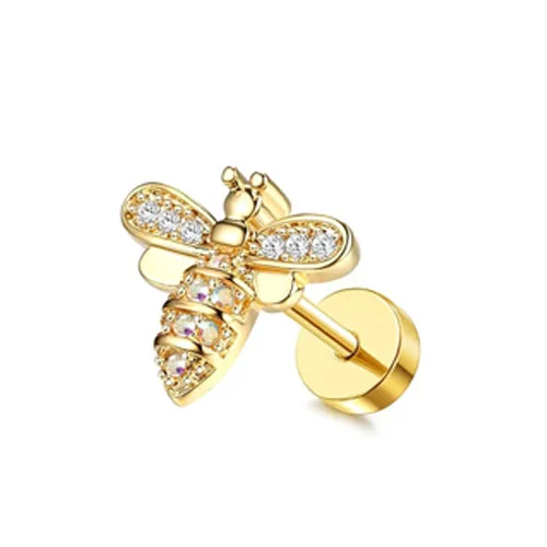 Gold Flat Back Stud Earrings for Women