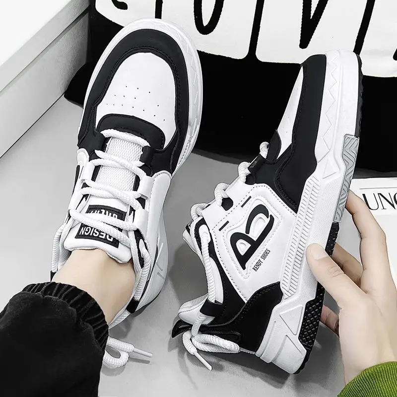 

Мужские повседневные кроссовки, новые модные белые туфли на шнуровке, удобная студенческая спортивная прогулочная вулканизированная обувь, Zapatillas De Hombre