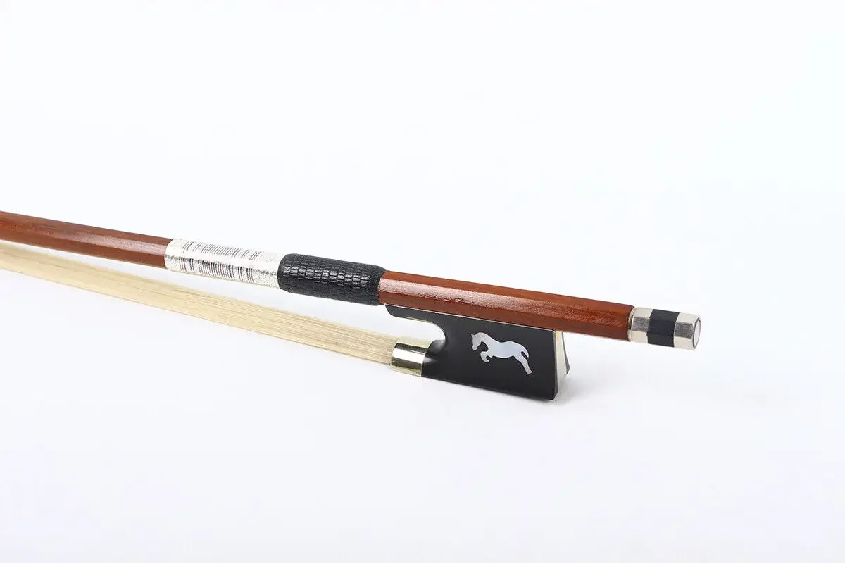 4/4 Full Size Violin Bow Brazilwood Ebony Frog Bows Hair Horse Patten Well Balance Colorful Silk Black Leather Professional