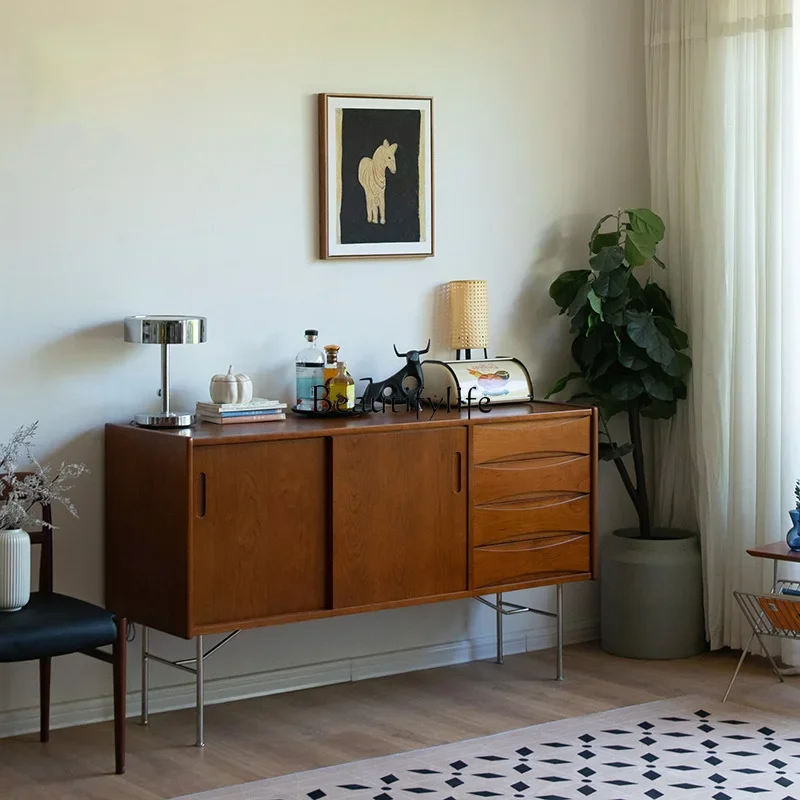 

Retro solid wood storage locker, small apartment against the wall, medieval creative multi-functional tea cabinet