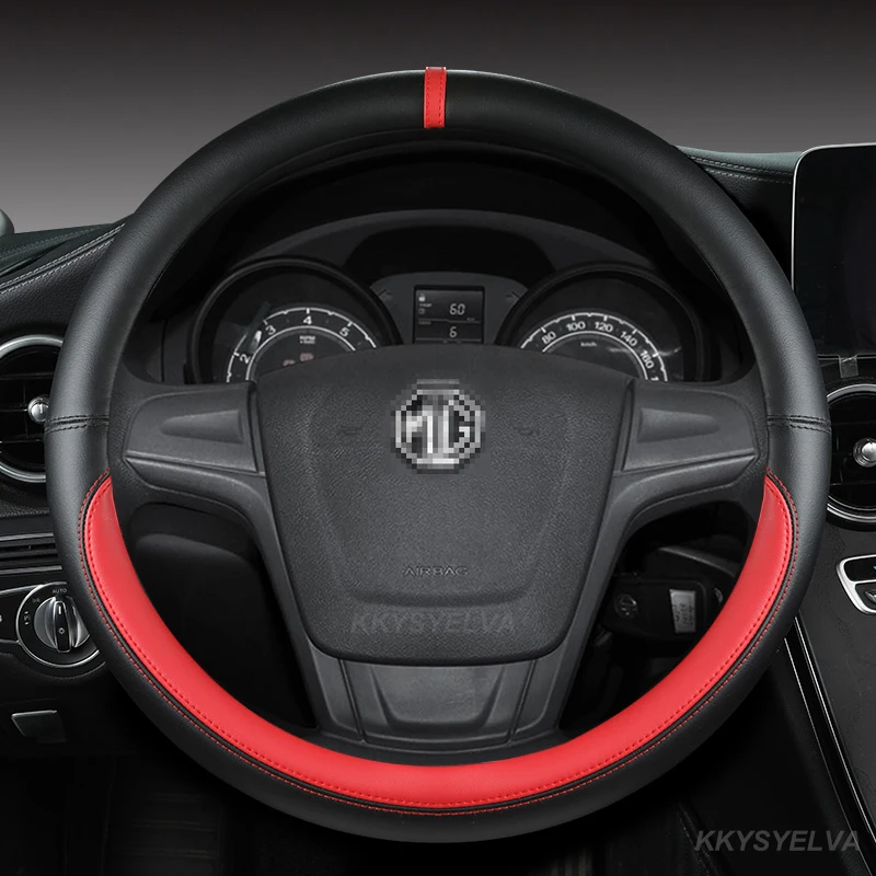 Microfiber Leather Car Steering Wheel Cover 15 Inch/38cm For MG 3 5 6 7 ZS HS GS EHS EZS GT EV RX Currency Auto Accessories