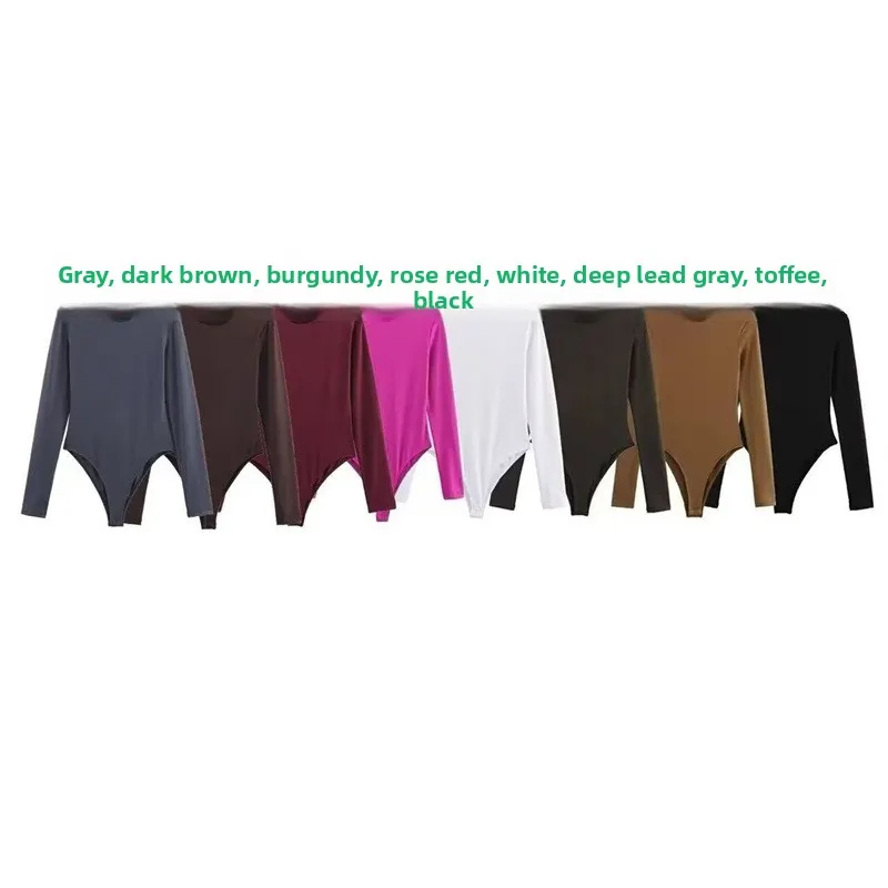 Tutina semplice a maniche lunghe con collo rotondo e sottile stile puro desiderio