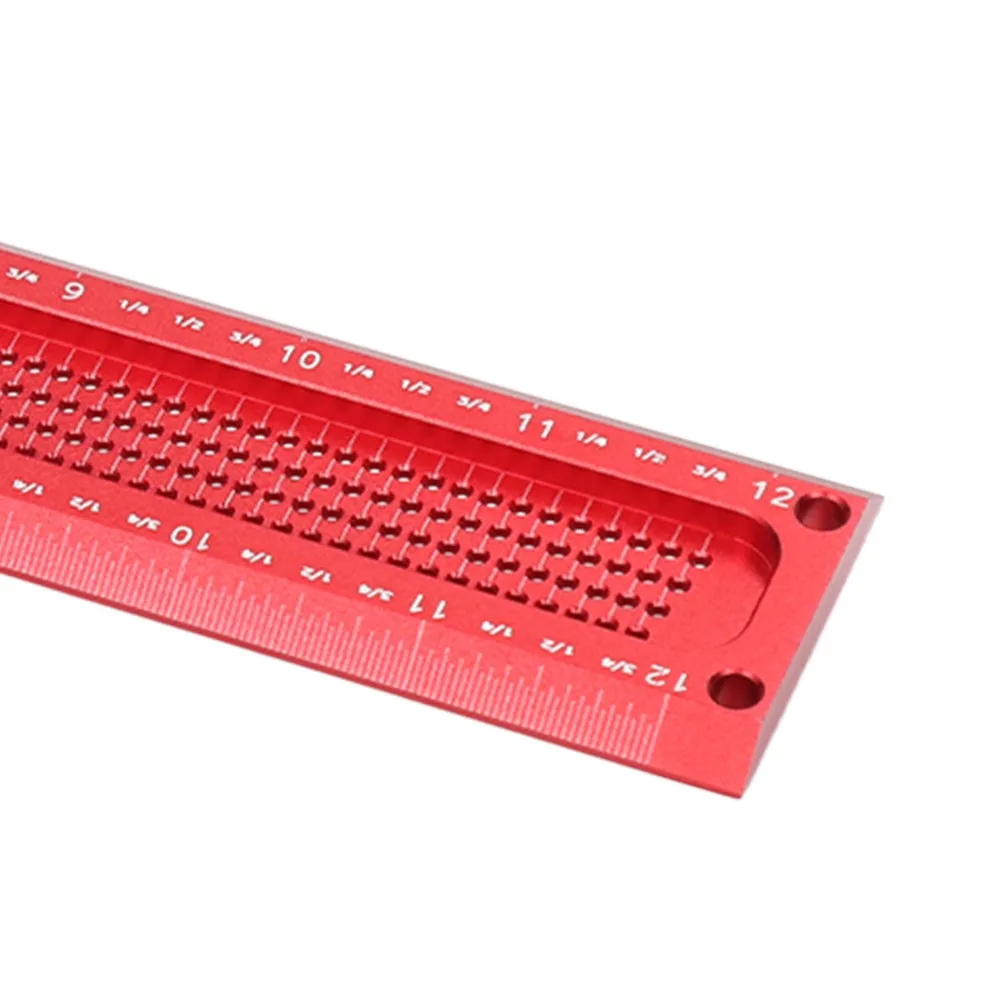 

Convenient Aluminum Alloy T Ruler T-Type Red Hole Marking T Ruler 12 Inch Woodworking Ruler Woodworking