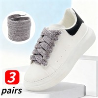Soft 15mm Big Fat Fluffy Fuzzy Shoelaces 100/120cm Wide Flat Plush Towel Design for Women Casual Sneakers Matching Accessory