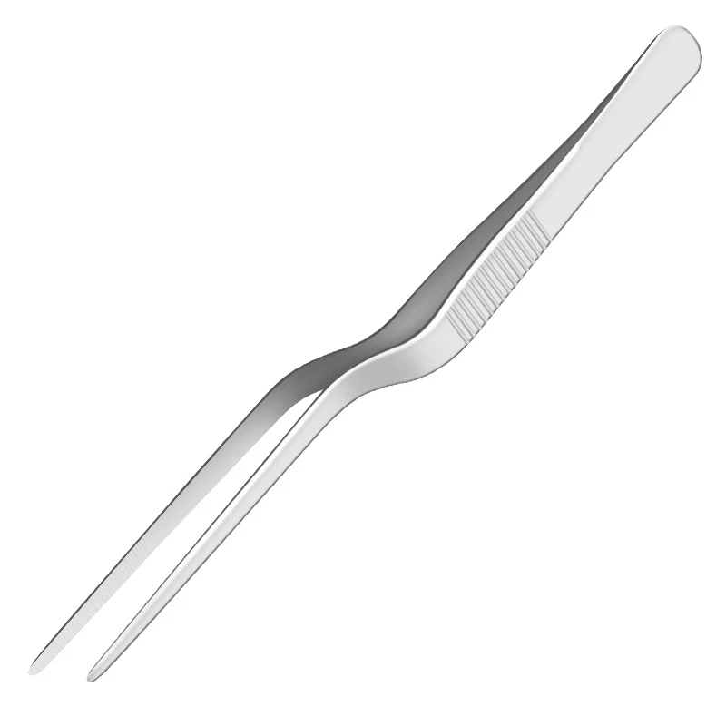 Kitchen Tweezers Ear Forceps Dressing Tissue Forceps Curved Clip Tweezers Ear Forceps Stainless Steel Barbecue Tweezers