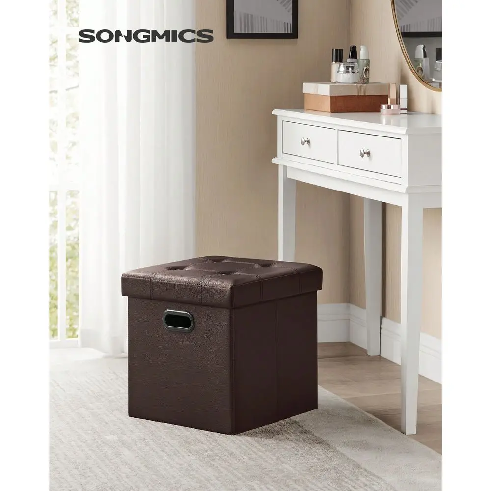 

MAZIE Collection 15 Inches Ottoman With Storage, Footstool, Storage Ottoman With Metal Grommet Handles, Load 660 Lb, For Dorm,
