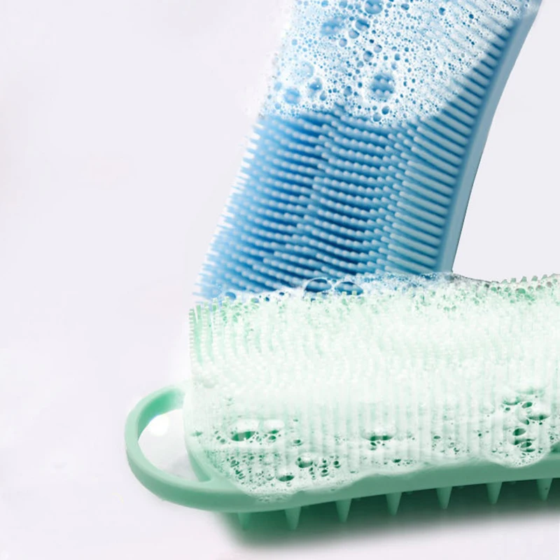 Brosse de douche en silicone 2 en 1, épurateur doux, masseur de cuir chevelu, shampooing, double face, mousse, outil de nettoyage de la peau