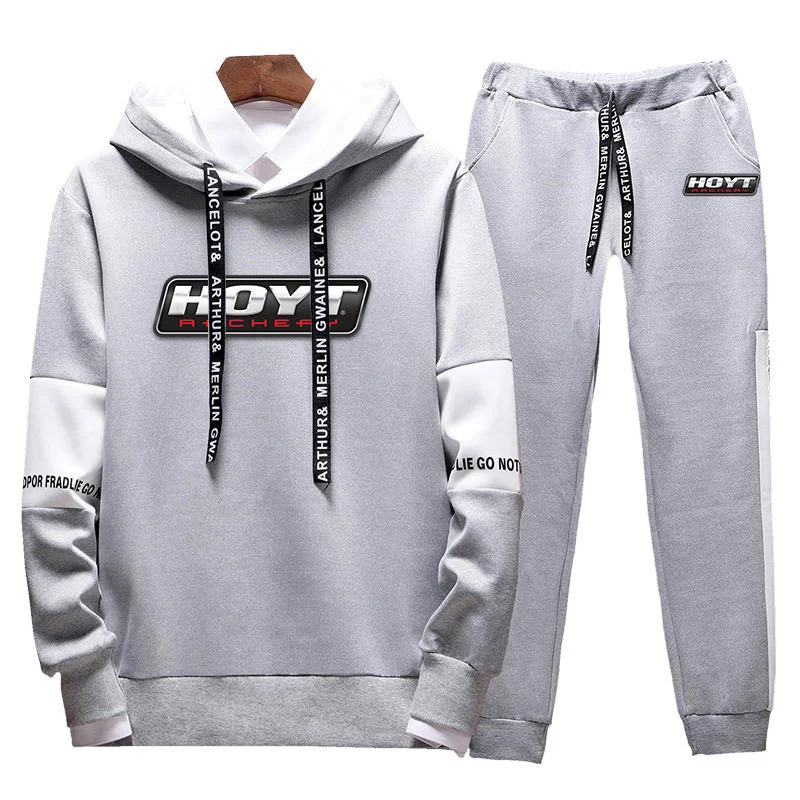 

2025 Spring And Autumn Men's HOYT Archery Huntinger Bows Logo Print New Type Tie up Set Sweatshirt Hoodies+Pants Suits