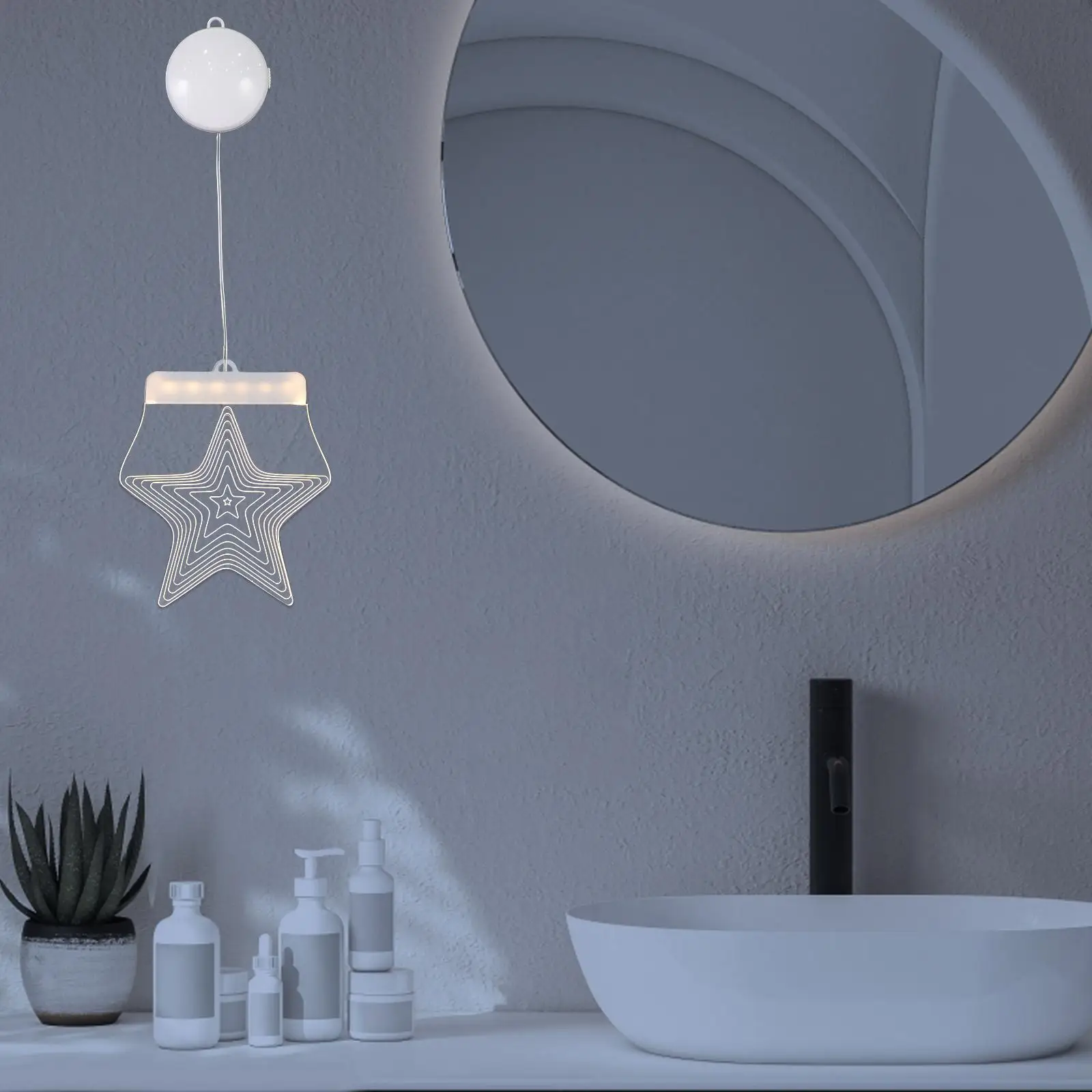 Christmas Tree Creative Suction Cup Hanging Lamp Night Light Plastic Window Lights