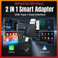 2025 2in1 Wired to Wireless CarPlay Android Auto Adapter for OEM Car Stereo USB Type-C Plug and Play For Apple Carplay Wifi BT