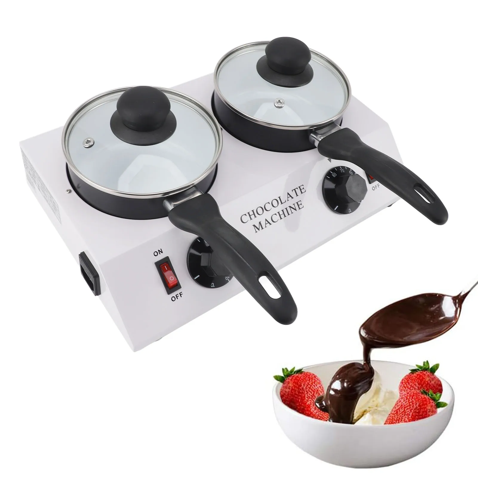 2 Tanks Chocolate Melting Machine Constant Temperature Aluminum Non Stick Manual Chocolate Machine 2kg Chocolate Pot