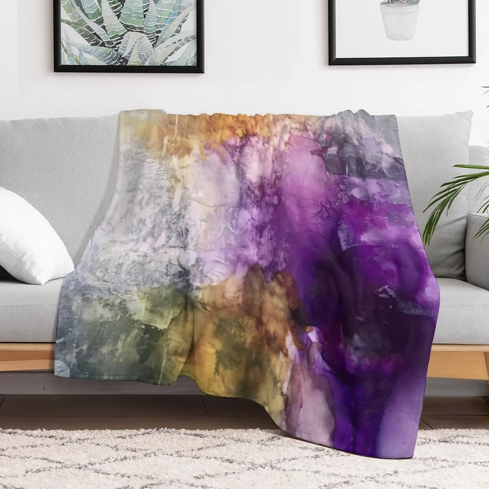 

purple and yellow Throw Blanket For Sofa Thin Softest Designers Hairy Blankets