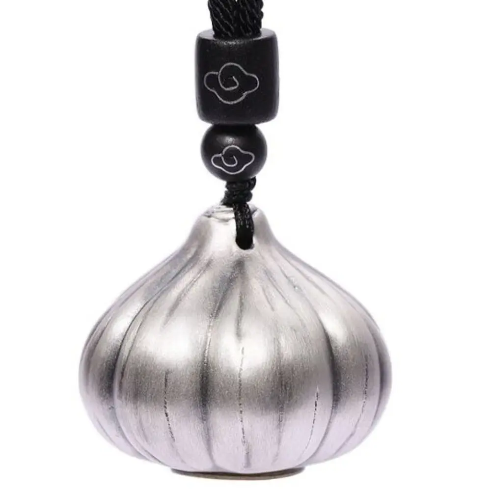 Vintage Style Garlic Pendant Key Rings Rotatable Garlic Circle Charms Silver Necklace Garlic Keychain Phone Accessory