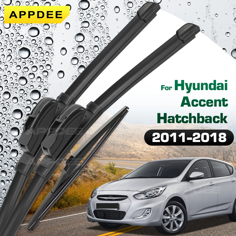 

Передний и задний дворник для Hyundai Accent RB Hatchback 2011-2018, силиконовые и резиновые щетки стеклоочистителя, щетки для лобового стекла и окон