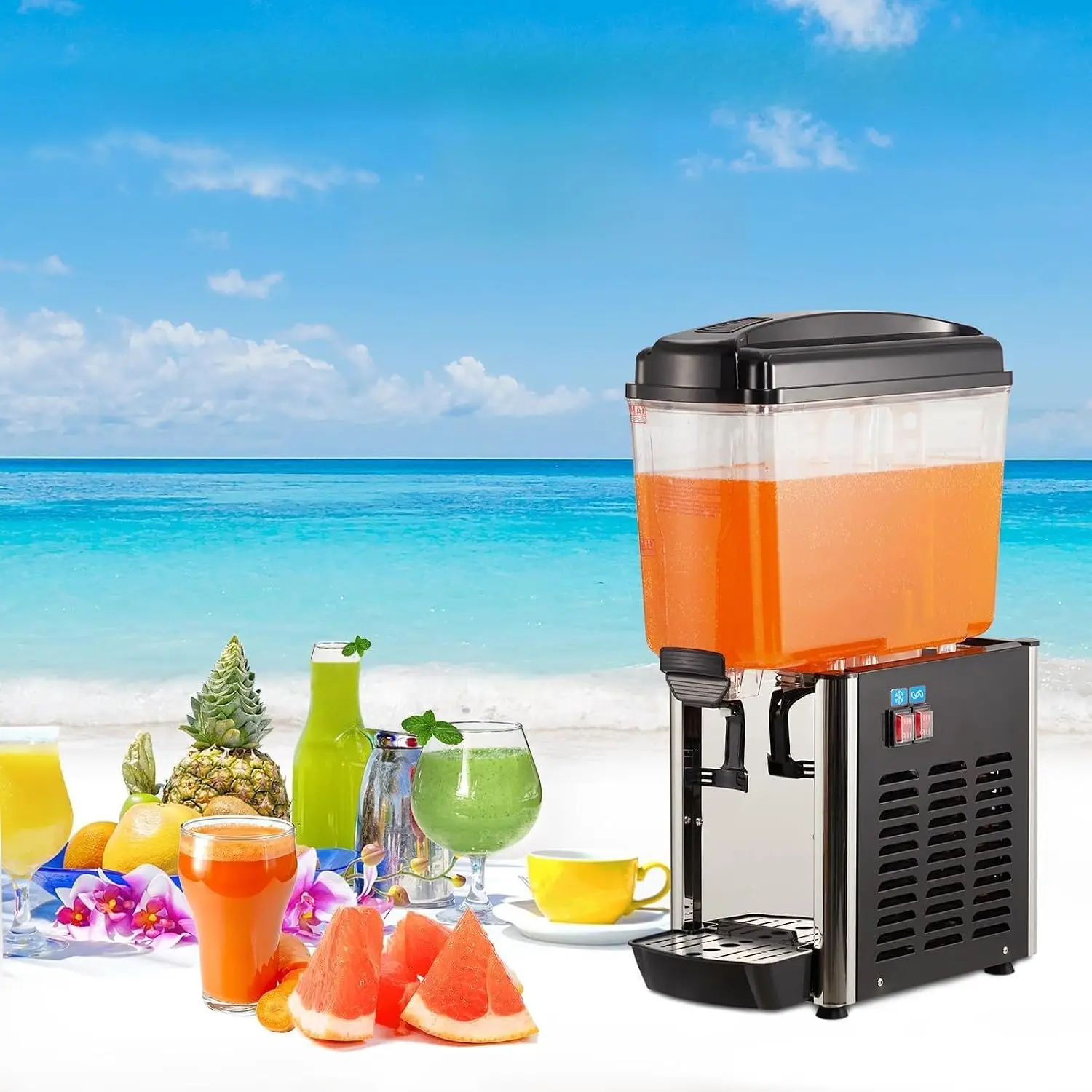 18L Stainless‑Steel Large Capacity Beverage Dispenser with Spout Easy Pour Spout Great for Ice Lemonade Fruit Teapot /Water Bottle for Party Home ﻿