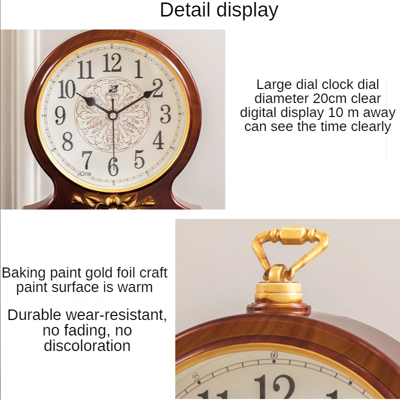Picture 4: Non-Solid Wood Table Clock Silent Nordic Vintage Desk Clocks Digital Watches Large Retro Desktop Clock Bedroom Living Room Decor