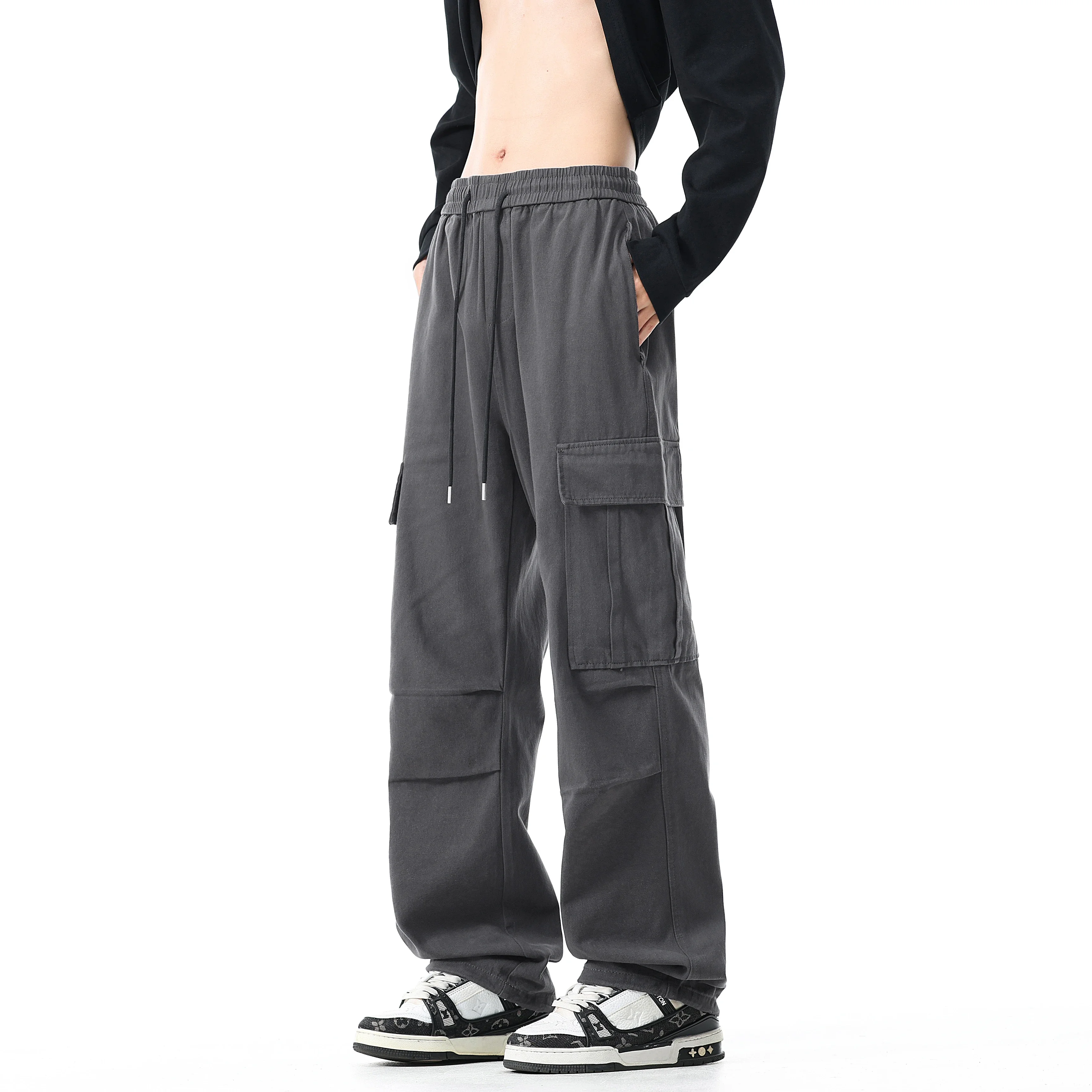 1991sxl طويل القامة الرجال بانت مستقيم واسعة الساق البضائع بنطلون الذكور القطن اضافية طويلة طول الخريف الشتاء 190 سنتيمتر 2xl 115 سنتيمتر 190 فضفاض صالح #4