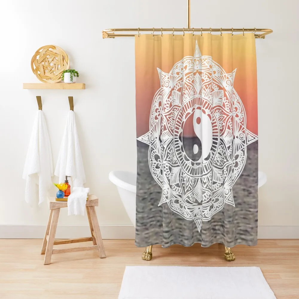 

Sunset Yin Yang Mandala Shower Curtain Waterproof Bath And Anti-Mold Anime Bathroom Bathroom And Shower Bathroom Box Curtain