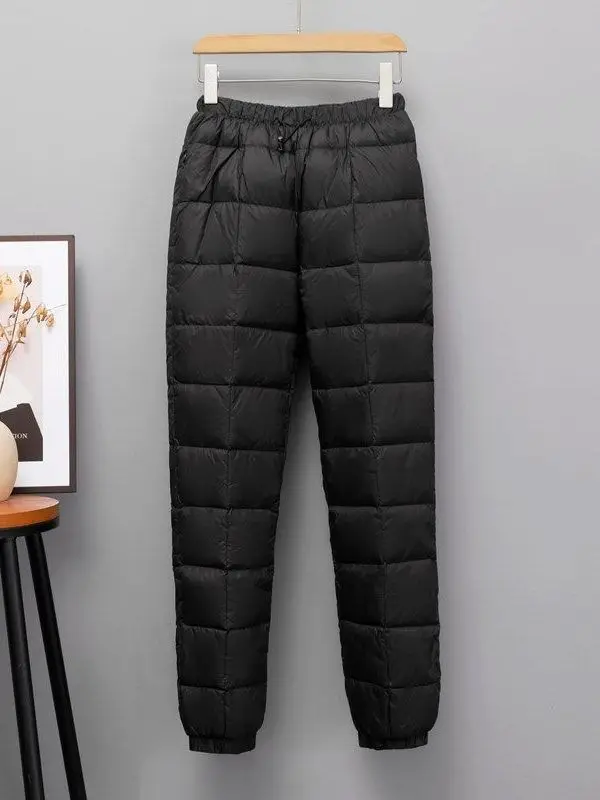 Thickened Cotton Pants Women's Outerwear Winter Trousers High Waist Long Pants Windproof Warm Fleece Lined Cuffed Leggings