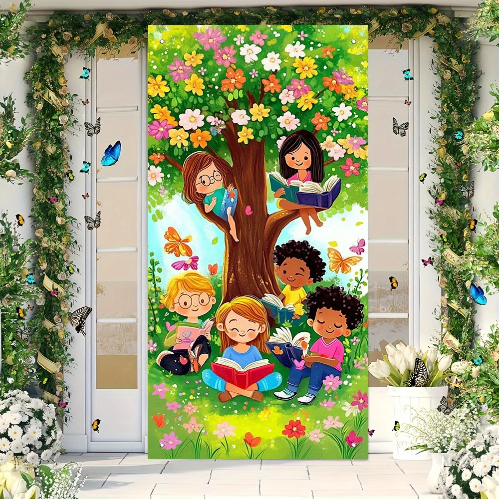 2D-Türbanner, 1-Feder-Türvorhang-Party-Banner – Polyester, geeignet für die Frühlingsdekoration und Fotografie-Hintergrund – Detail 1
