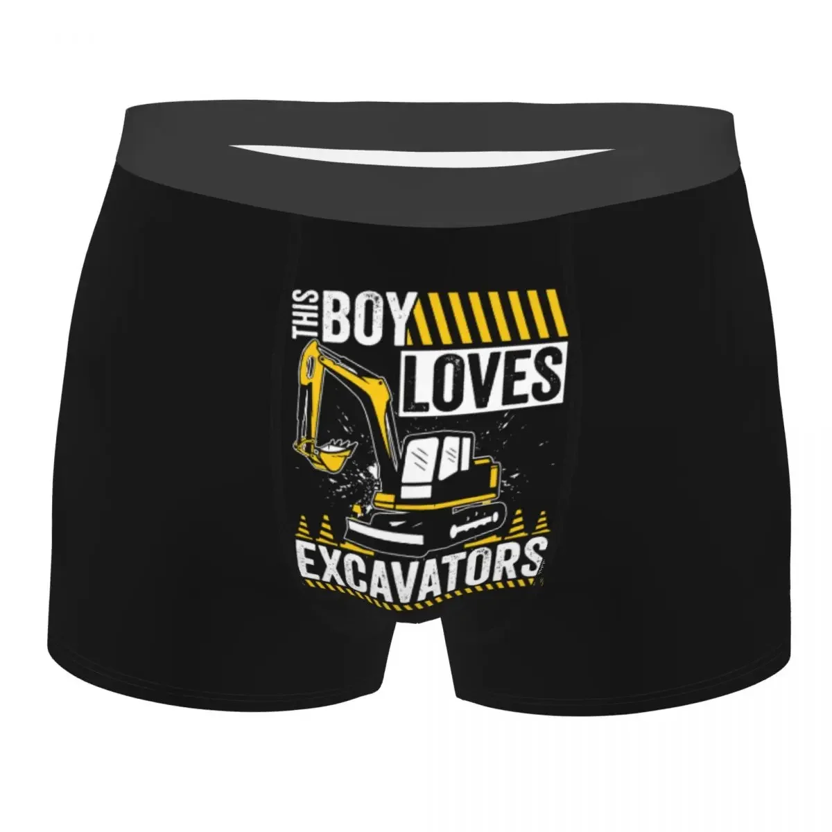 Boy Loves Excavators Man Underwear Boxer Shorts Panties Novelty Soft Underpants for Male Plus Size