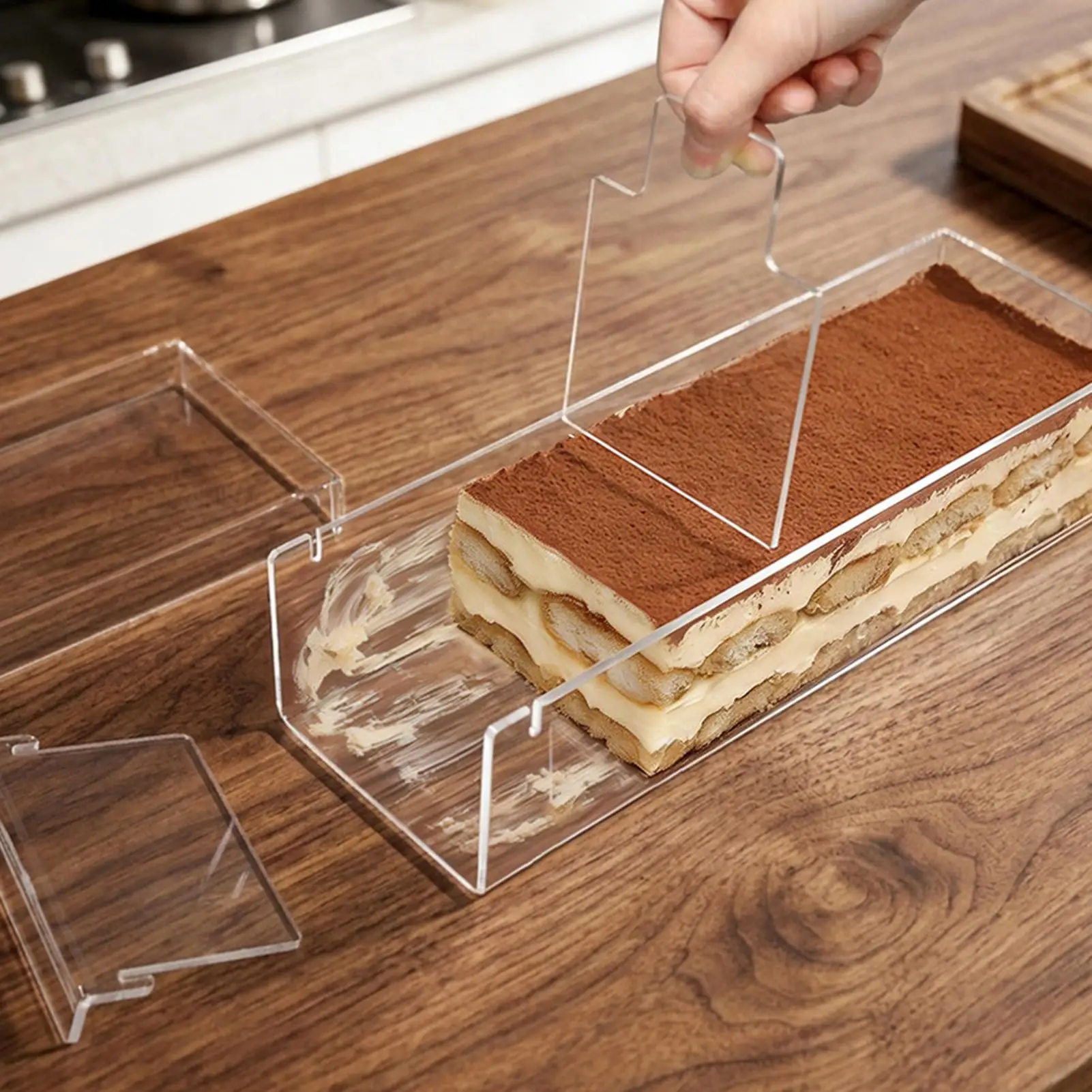 Transparent Tiramisu Box Tiramisu Container Multifunction Acrylic Sturdy Rectangular Baking Model For Wedding Kitchen Bakery