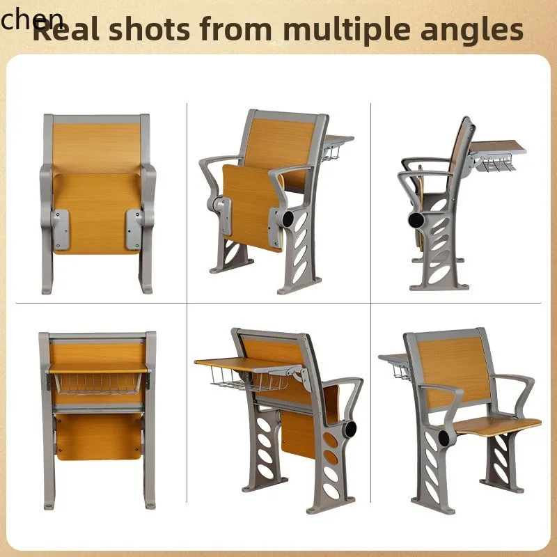HT Aluminum Alloy Step Classroom Row Chairs Multi-media Solid Wood Desks Lecture Hall Seats Auditorium Chairs