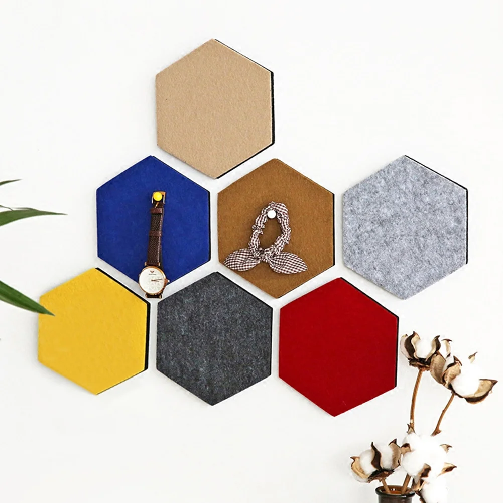 10Pcs 다채로운 육각형 펠트 보드 벽 패널 스티커 게시판 홈 오피스 키 홀더 메모 디스플레이 타일 장식