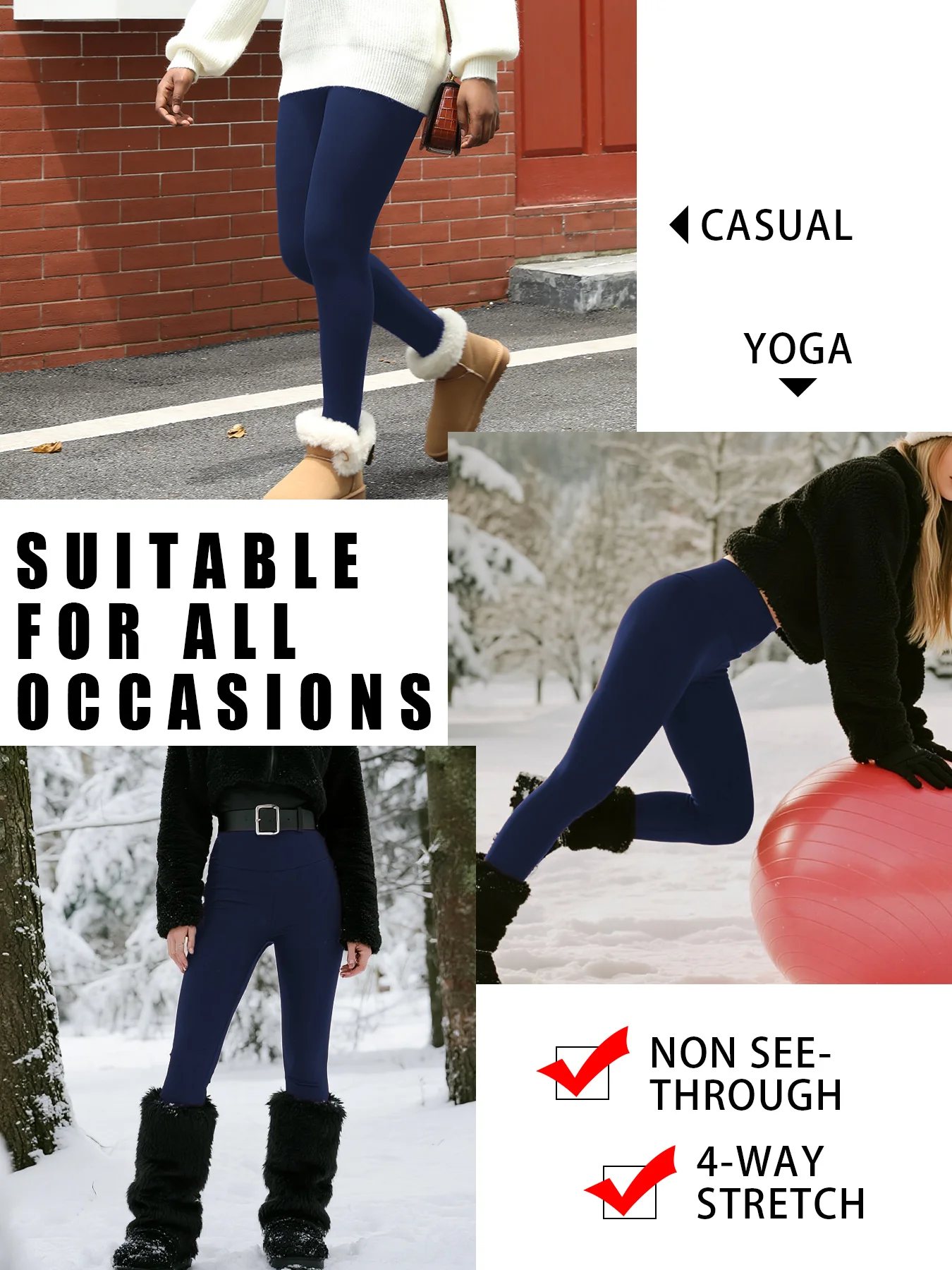 Leggings forradas de lã de cintura alta para mulheres, calças quentes térmicas grossas e macias para controle de barriga, treino, corrida, yoga, inverno frio