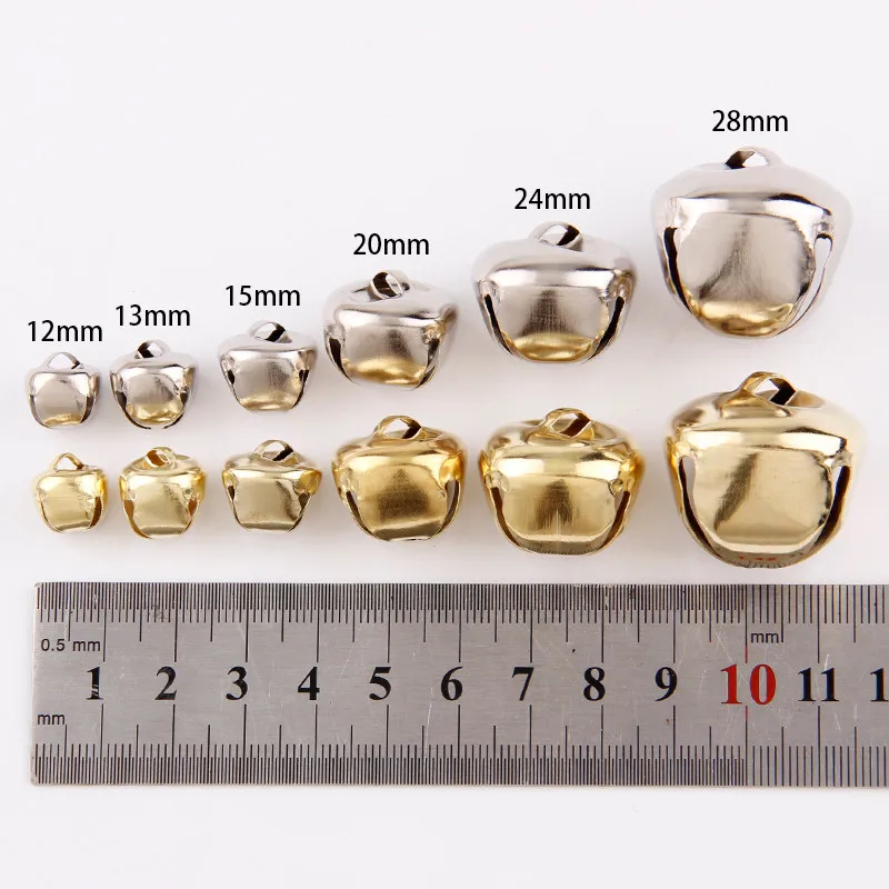 12/13/15/20/24/28mm Christmas Jingle Bells Gold White K Cross Bells  for Party Christmas Tree Decoration DIY Crafts Accessories
