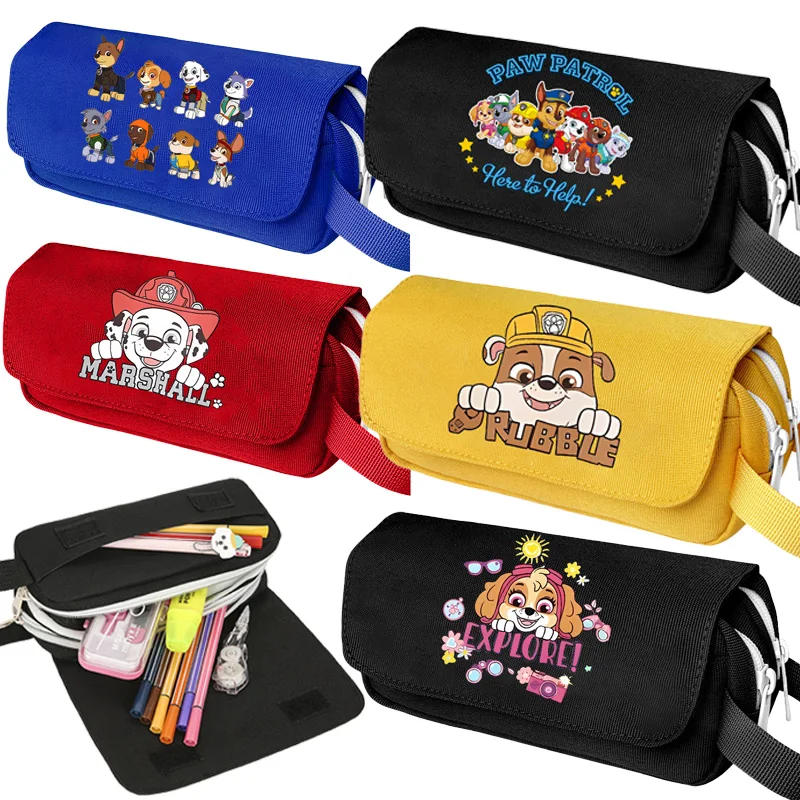 Paw Patrols Student Stationery Box Chase Skye Zipper Pencil Case Large Capacity Marshall Canvas Pen Pouch School Supplies Gifts