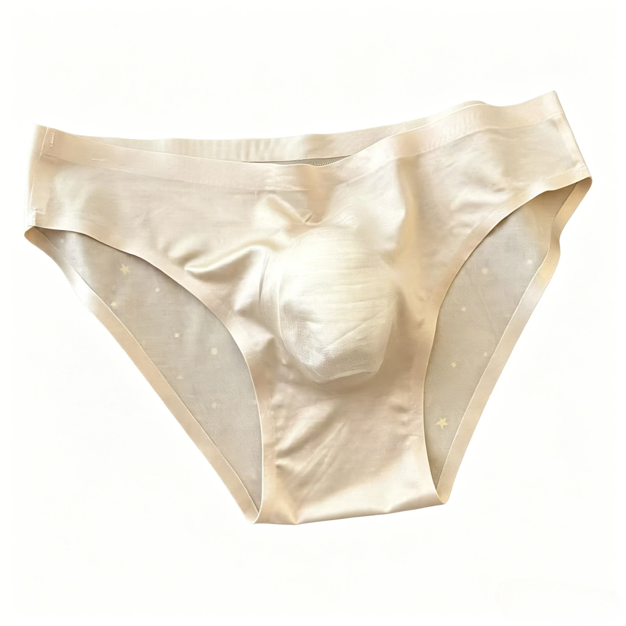 Men One-Piece Ice Silk Briefs with 3D U-Convex Pouch, Shiny Pearlescent Sheer Triangle Underwear Youth Comfortable Underpants
