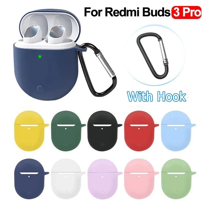 Soft Silicone Case for Xiaomi Redmi Airdots 3Pro Buds 3 Pro Wireless Headset Buds 3Pro Charging Box Protective Cover With Hook