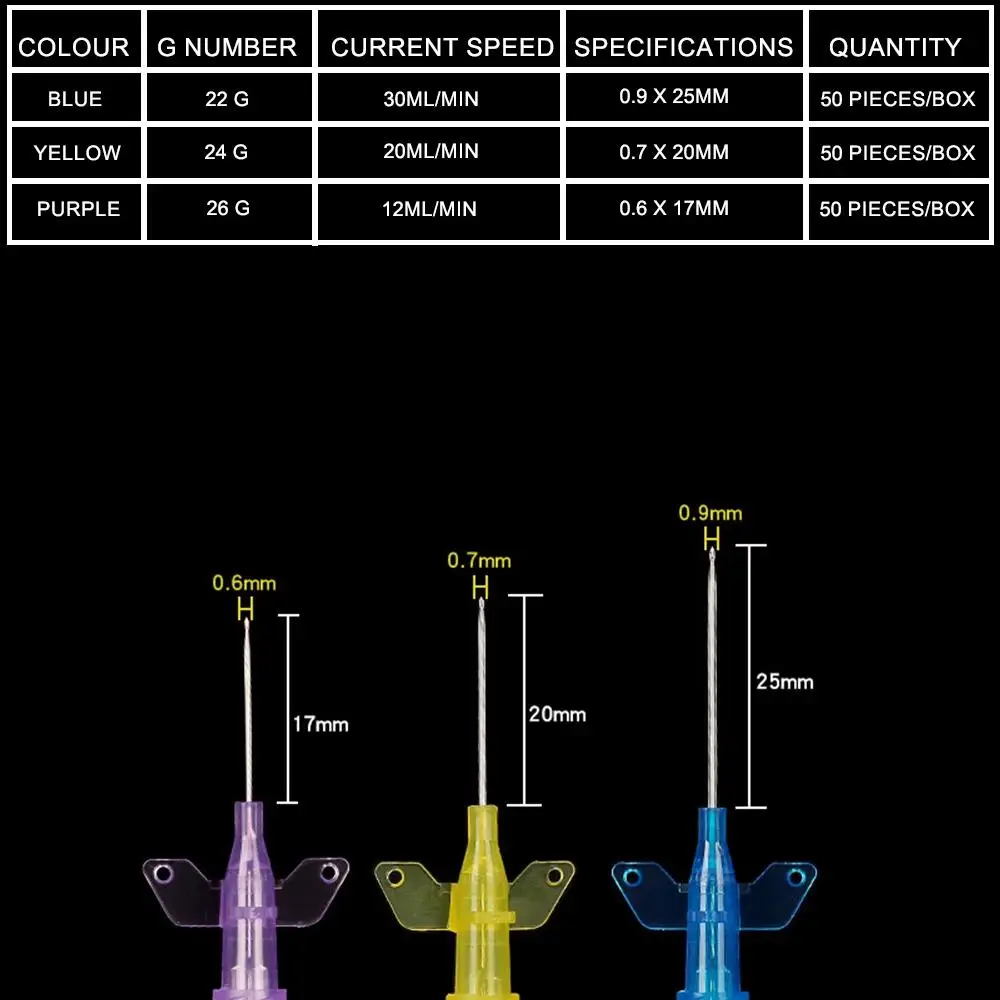 50Pcs Pet Retention Needle Retention Needle For Animal Injection, Pet Dog Cat 26G/24G/22G With Heparin Cap Retention