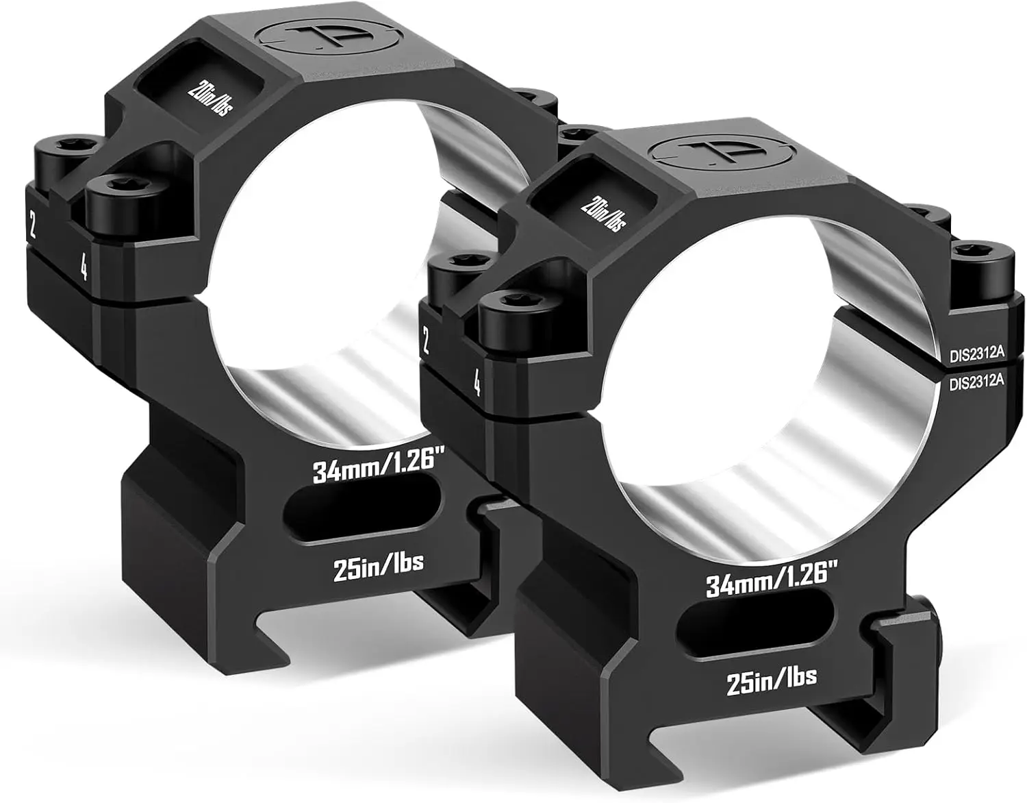 

Discovery High Precision 6061 Aluminum Scope Mount 1.2-1.4" Height Adjustable with 25.4mm/30mm/34mm/35mm Rings for Hunting Gear