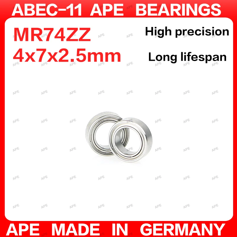 10-100pcs ABEC-11 Germany APE MR74ZZ 674ZZ Bearing 4x7x2.5 Mm L-740ZZ MR74 674 4x7x2 Mm ZZ Micro Precision Ball Bearings