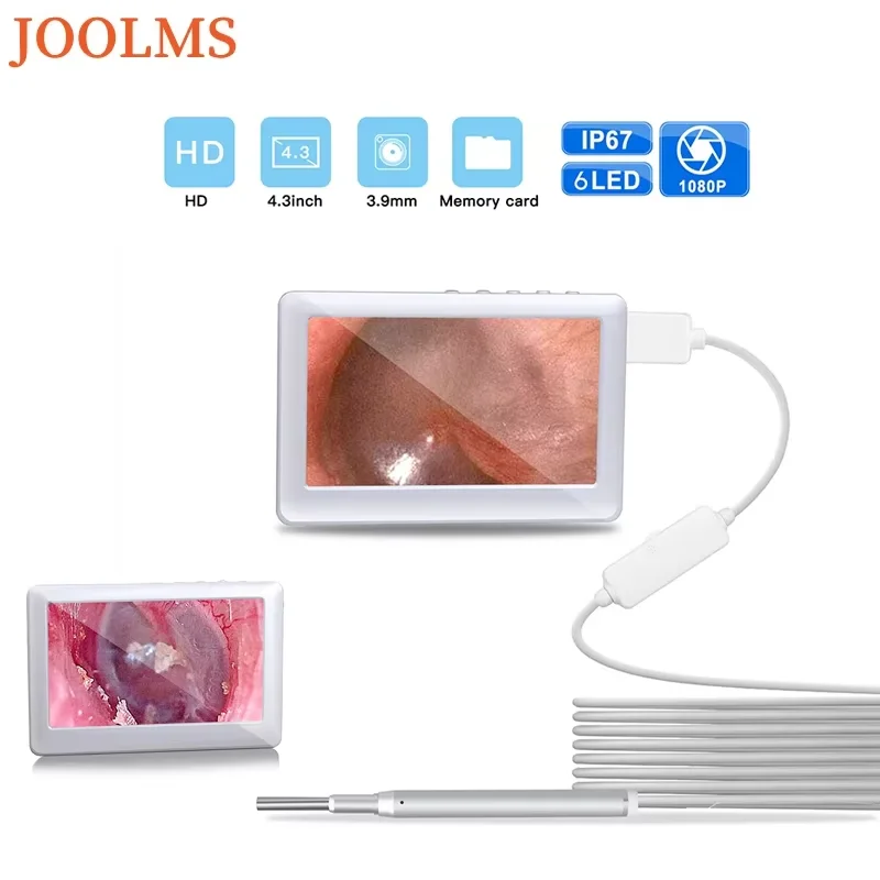 

Digital Otoscope 4.3inch Screen Endoscope 3.9mm Lens USB Camera 1080P HD Home Use Ear Wax Removal Inspection Camera