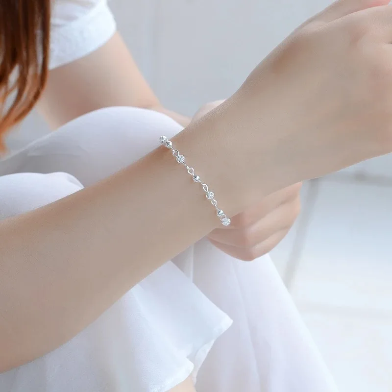 925 Sterling Silver Beautiful Bead Bracelets for Women Fashion Korean Hollow Pattern Ball Bracelet Luxury Original Jewelry Gifts