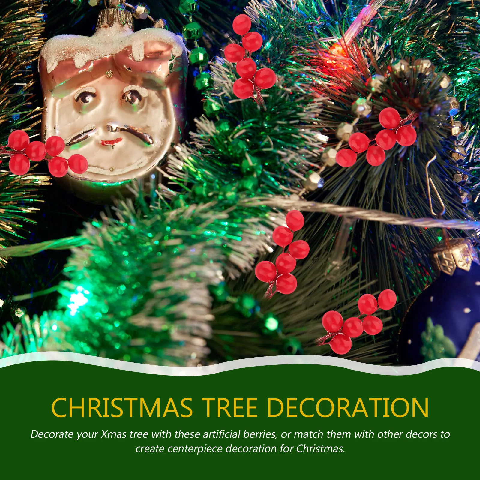 

30 Pcs Winter Simulation Berries Decoration Christmas Wrapping Wire Stems with Red Artificial Berry