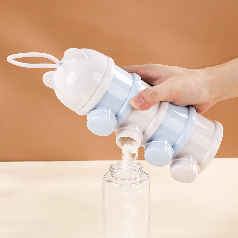 4 طبقة الدب نمط المحمولة صندوق مسحوق الحليب فتحات متعددة الحبوب الكرتون الرضع طفل الغذاء صندوق تخزين طفل حاوية للوجبات الخفيفة