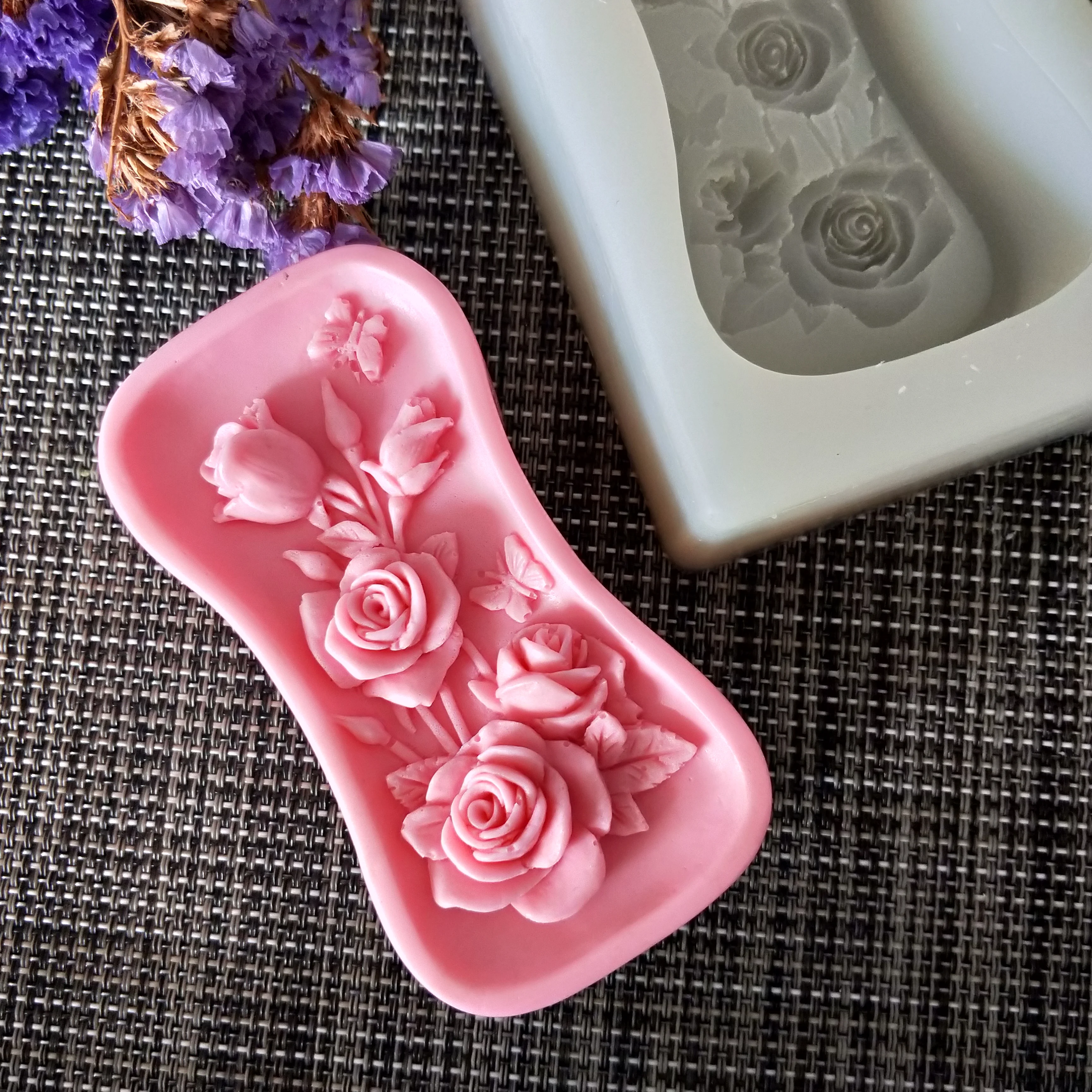 HC0124 PRZY Flower Soap Mold Silicone Rose Butterfly Moulds Gypsum Chocolate Candle Candy Mold Clay Resin Rubber Eco-friendly