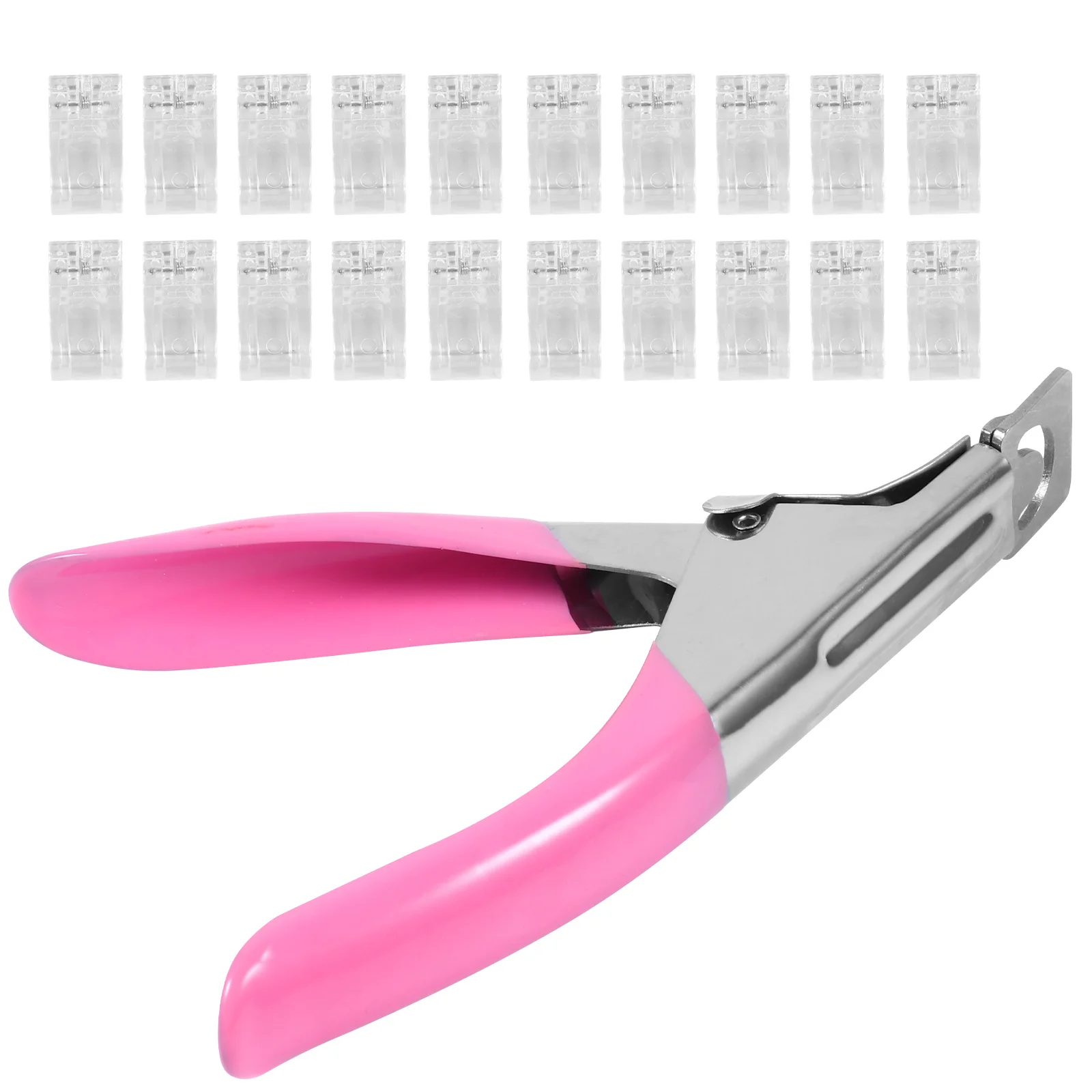 20 szt. Klipsów do tipsów i zestaw do przycinania sztucznych paznokci, przezroczyste narzędzie do manicure, zestaw do samodzielnego zdobienia paznokci, lekki zestaw do pedicure.